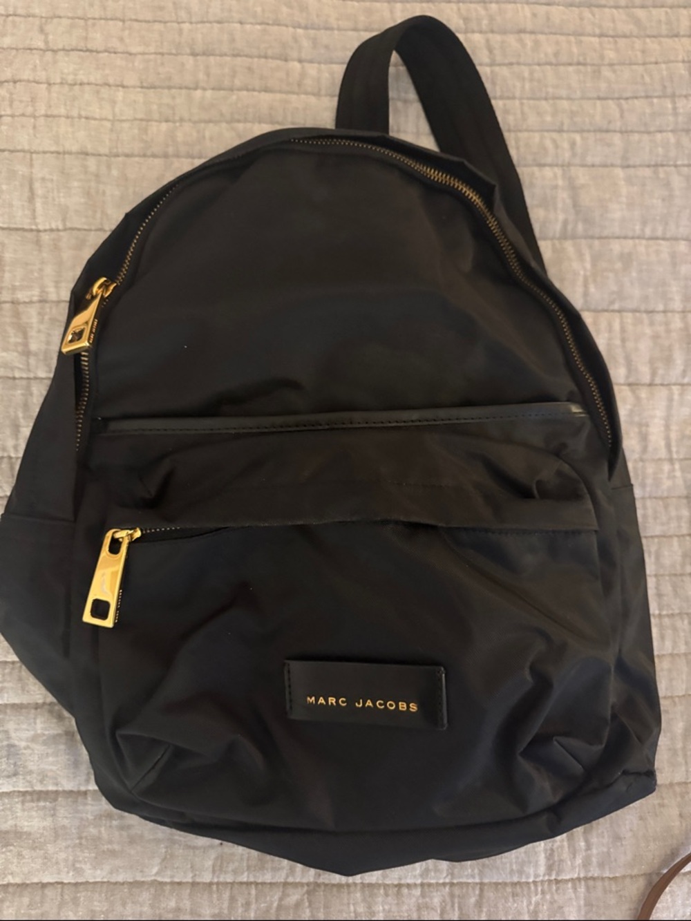 Marc Jacobs Black Nylon Backpack with Gold-Tone Hardware